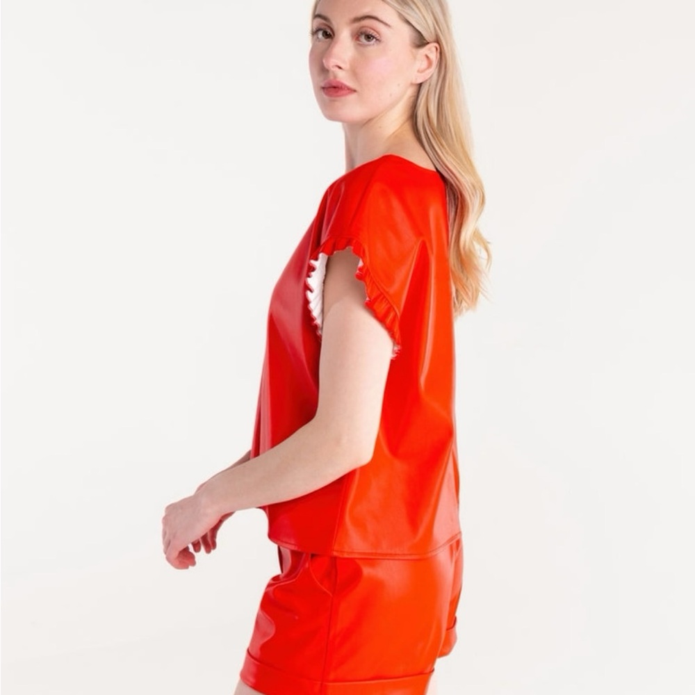 S’Edge Sloane Faux Leather Red Top